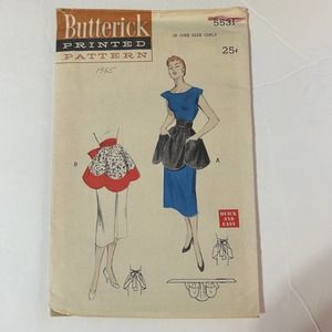 Butterick Vintage 1950's Pattern #5531 Women's Tea Apron One Size